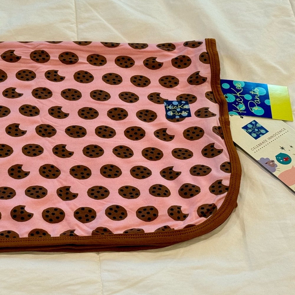 NWT Kickee Pants Pink Chocolate Chip Cookie Swaddle Blanket